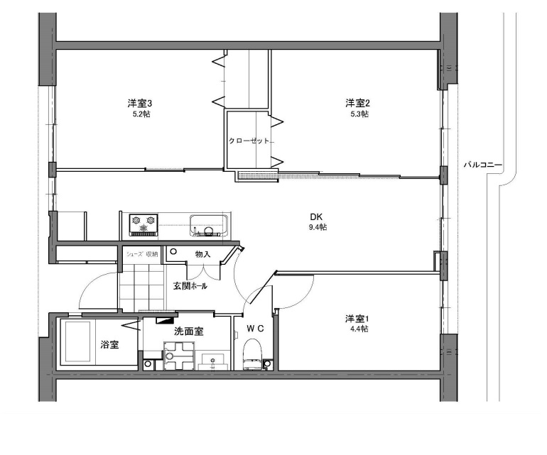 間取図　3DK
